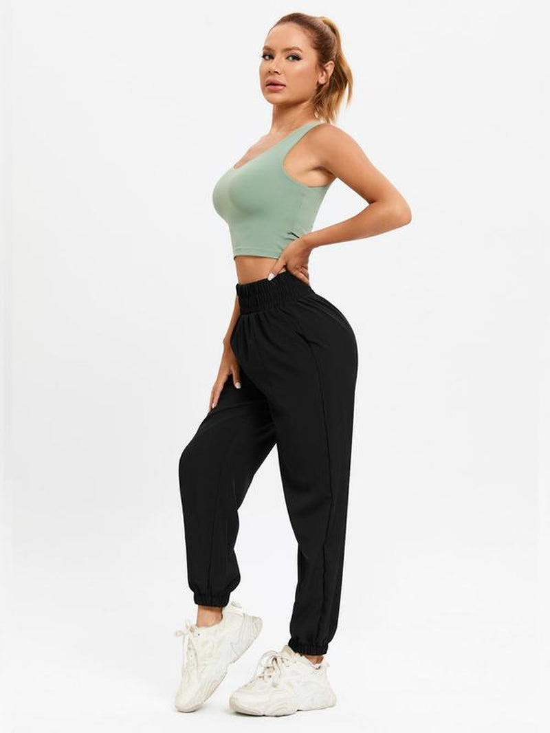 Women'S Thin High Waist Pocket Jogger Pants, Sporty High Stretch Cargo Sweatpants for Summer Outdoor Activities, Female Running Fitness Trousers